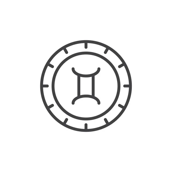 Géminis zodíaco icono del esquema — Vector de stock