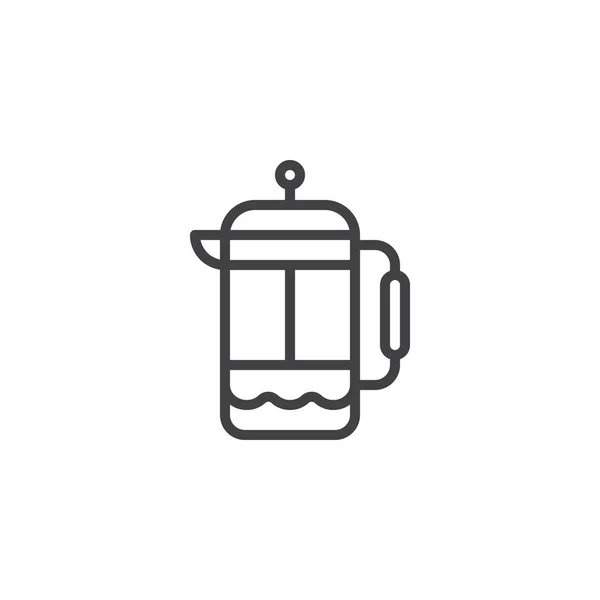 Coffee French press outline icon — Stock Vector