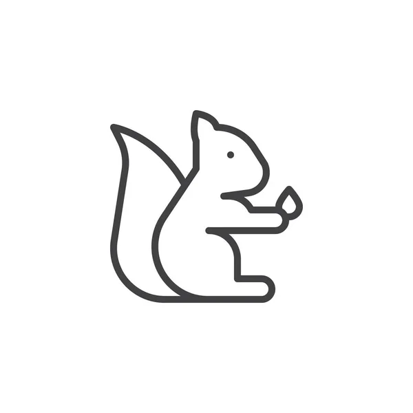 Ardilla mascota con icono de contorno de tuerca — Vector de stock