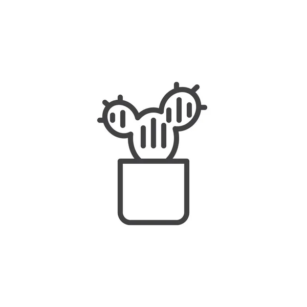 Cactus en maceta icono contorno — Vector de stock