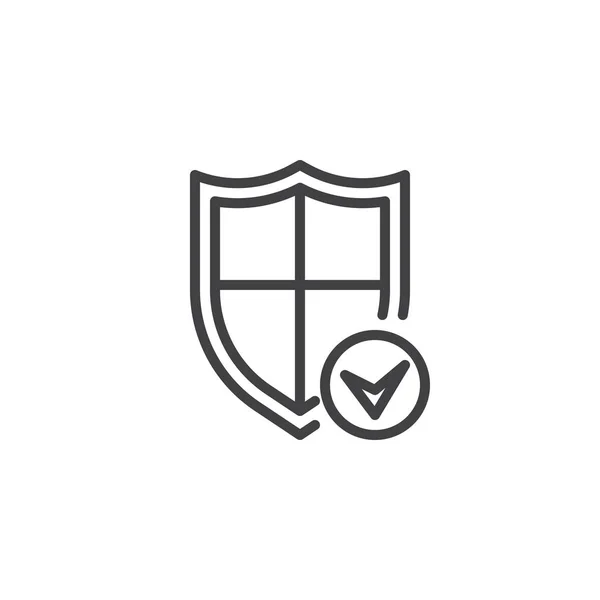 Escudo Seguridad Marca Verificación Icono Contorno Signo Estilo Lineal Para — Vector de stock