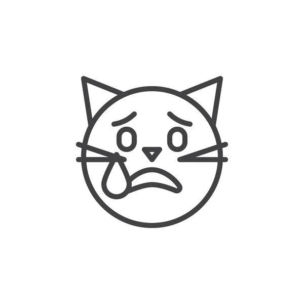 Płacz kota emotikon ikonę konturu — Wektor stockowy
