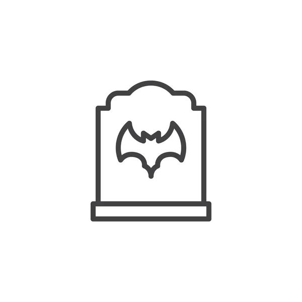 Надгробие Изображением Контура Летучей Мыши Знак Стиля Мобильной Концепции Веб — стоковый вектор