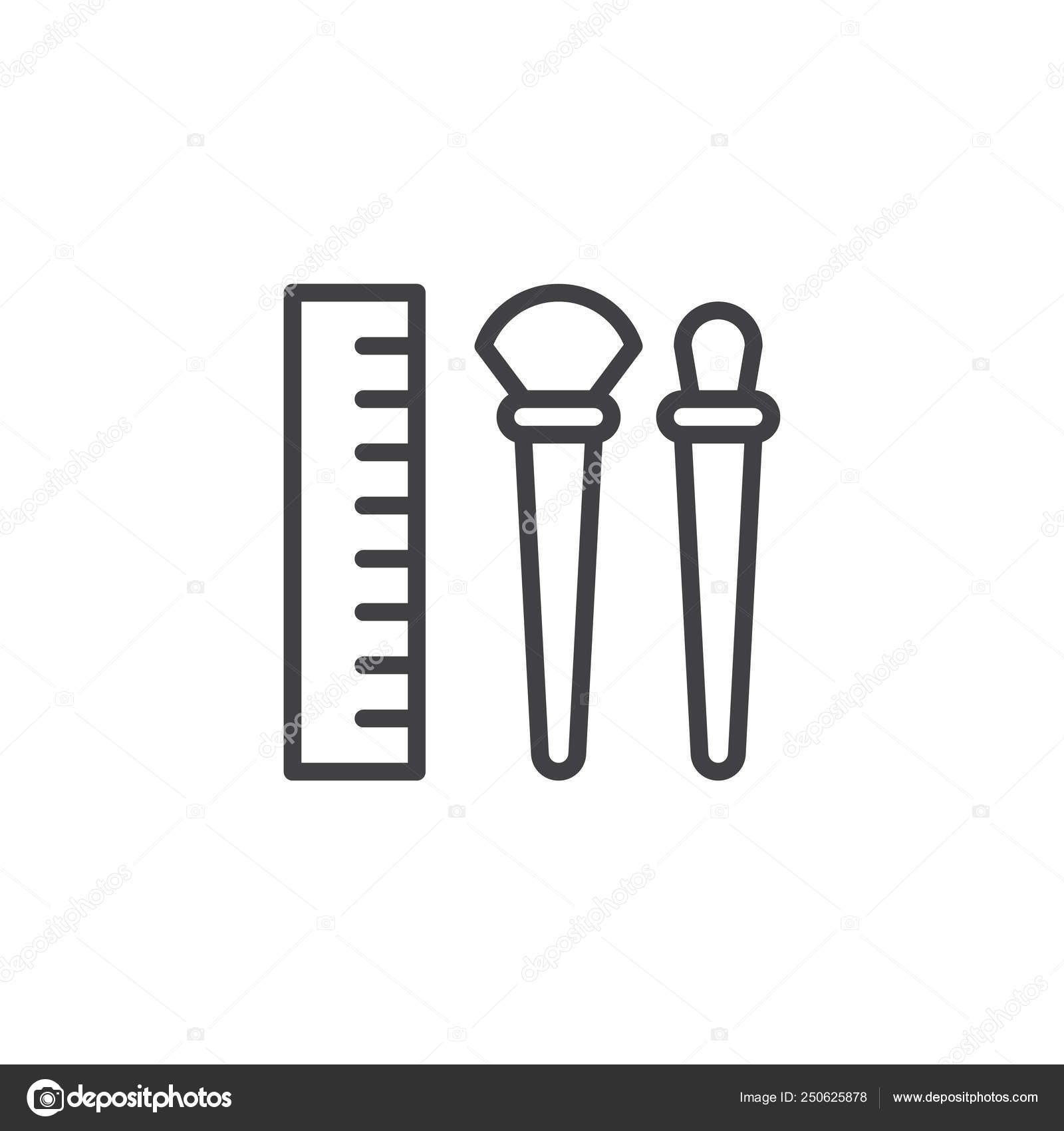 Brushes Ruler Outline Icon Linear Style Sign Mobile Concept Web