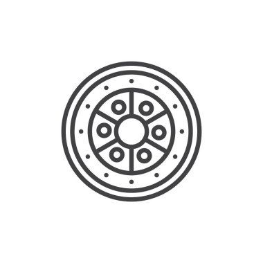 Antik kalkan anahat simgesi. Mobil kavramı ve web tasarım için doğrusal stili işaret. Müze sergi basit çizgi vektör simgesi. Sembol, logo illüstrasyon. Piksel mükemmel vektör grafikleri