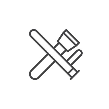 Polis baton ve el feneri anahat simgesini