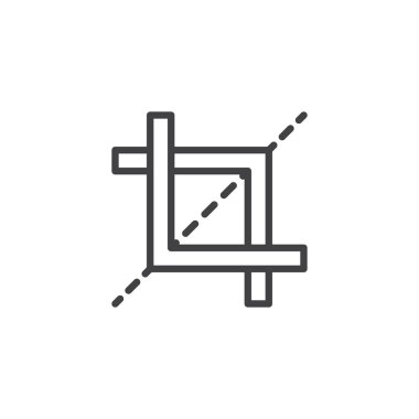 Kırpma aracı anahat simgesi. Mobil kavramı ve web tasarım için doğrusal stili işaret. Çerçeve satırı vektör simgesi. Sembol, logo illüstrasyon. Piksel mükemmel vektör grafikleri