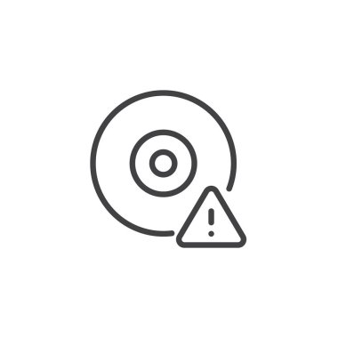 CD bildirim anahat simgesi. Mobil kavramı ve web tasarım için doğrusal stili işaret. Uyarı kompakt disk sürücü basit çizgi vektör simgesi. Sembol, logo illüstrasyon. Piksel mükemmel vektör grafikleri