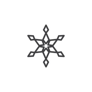 Kar Tanesi ana hatları simgesi. Mobil konsept ve web tasarımı için doğrusal biçim işareti. Kar tatili basit hat vektör ikonu. Sembol, logo çizimi. Vektör grafikleri