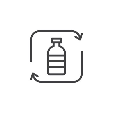 Geri dönüşüm plastik şişe anahat simgesini