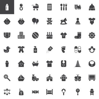 Yeni doğan bebek ekipman vector Icons set