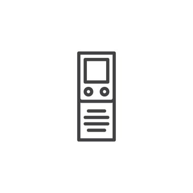 Dijital Dictaphone anahat simgesi. Mobil kavramı ve web tasarım için doğrusal stili işaret. Ses kaydedici basit çizgi vektör simgesi. Sembol, logo illüstrasyon. Piksel mükemmel vektör grafikleri