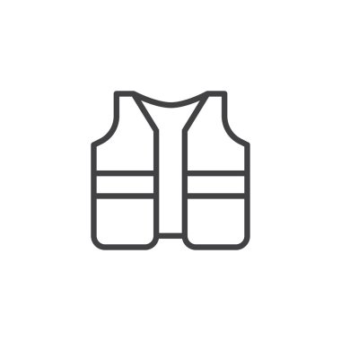 Emanet ceket anahat simgesi. Mobil kavramı ve web tasarım için doğrusal stili işaret. Koruyucu yelek basit çizgi vektör simgesi. Sembol, logo illüstrasyon. Piksel mükemmel vektör grafikleri