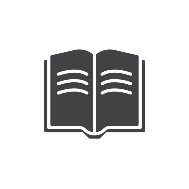 Açık kitap sayfaları simge vektör. Mobil kavramı ve web tasarım için düz işareti dolu. Eğitim basit katı simgesi. El ile sembol, logo illüstrasyon. Piksel mükemmel vektör grafikleri