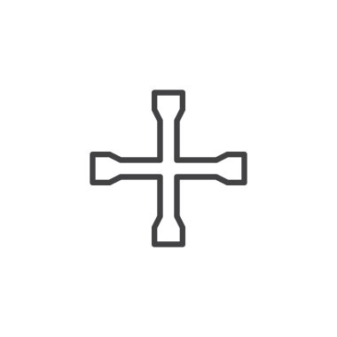 Tekerlek İngiliz anahtarı anahat simgesini