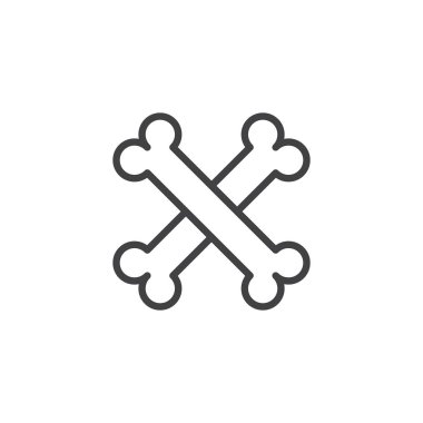 Kemikler anahat simgesini geçti. Mobil kavramı ve web tasarım için doğrusal stili işaret. Ölüm Hattı vektör simgesi. Sembol, logo illüstrasyon. Piksel mükemmel vektör grafikleri