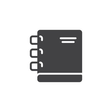 Spiral defter vektör simgesi. Mobil kavramı ve web tasarım için düz işareti dolu. Not Defteri basit katı simgesi. Sembol, logo illüstrasyon. Piksel mükemmel vektör grafikleri