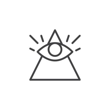 Tüm görme göz anahat simgesini. Mobil kavramı ve web tasarım için doğrusal stili işaret. Sihirli göz basit çizgi vektör simgesi. Sembol, logo illüstrasyon. Piksel mükemmel vektör grafikleri