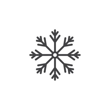 Kar Tanesi ana hatları simgesi. Mobil konsept ve web tasarımı için doğrusal biçim işareti. Kar tatili basit hat vektör ikonu. Sembol, logo çizimi. Vektör grafikleri