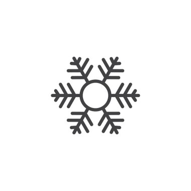 Kar tanesi anahat simgesi. Mobil kavramı ve web tasarım için doğrusal stili işaret. Soğuk, Don satırı vektör simgesi. Sembol, logo illüstrasyon. Vektör grafikleri