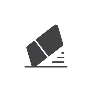 Silgi aracı vektör simgesi. Mobil kavramı ve web tasarım için düz işareti dolu. Katı simgesini silmek. Sembol, logo illüstrasyon. Piksel mükemmel vektör grafikleri