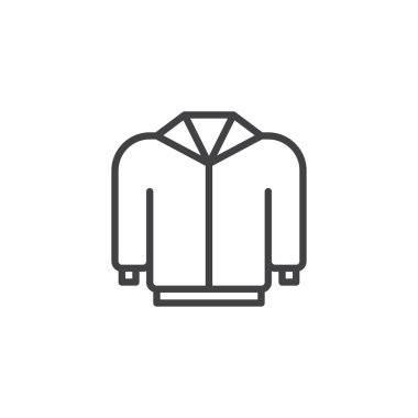 Kapşonlu ceket anahat simgesi. Mobil kavramı ve web tasarım için doğrusal stili işaret. Kazak basit çizgi vektör simgesi. Sembol, logo illüstrasyon. Piksel mükemmel vektör grafikleri