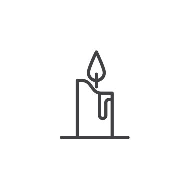 Mum ışık anahat simgesi. Mobil kavramı ve web tasarım için doğrusal stili işaret. Yanan Mum satırı vektör simgesi. Sembol, logo illüstrasyon. Piksel mükemmel vektör grafikleri