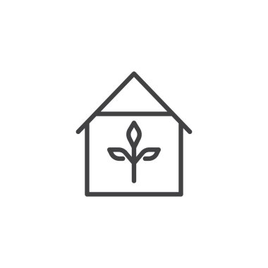 Sera anahat simgesi. Mobil kavramı ve web tasarım için doğrusal stili işaret. Bahçe evi basit çizgi vektör simgesi. Sembol, logo illüstrasyon. Piksel mükemmel vektör grafikleri