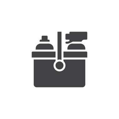 Sepet vektör simge temizlik. Mobil kavramı ve web tasarım için düz işareti dolu. Kimyasal deterjan basit katı simgesi. Sembol, logo illüstrasyon. Piksel mükemmel vektör grafikleri