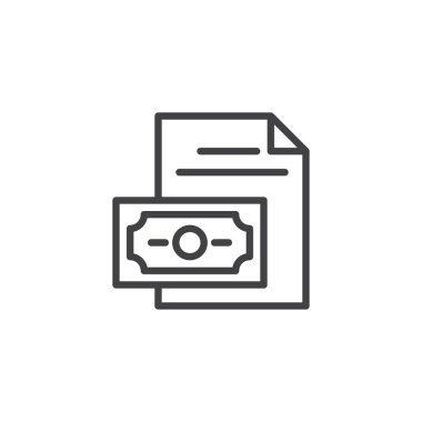 Kağıt para belge anahat simgesi. Mobil kavramı ve web tasarım için doğrusal stili işaret. Mali basit çizgi vektör simgesi. Sembol, logo illüstrasyon. Piksel mükemmel vektör grafikleri