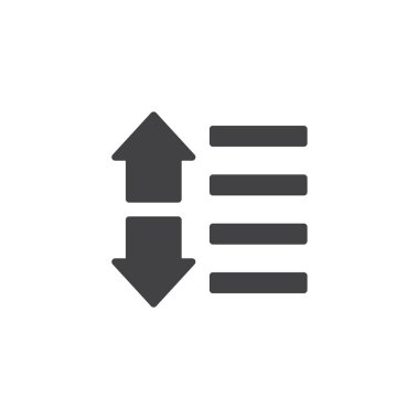 Aşağı ve yukarı okları vektör simge sıralama. Mobil kavramı ve web tasarım için düz işareti dolu. Basit katı simge sıralama. Sembol, logo illüstrasyon. Piksel mükemmel vektör grafikleri