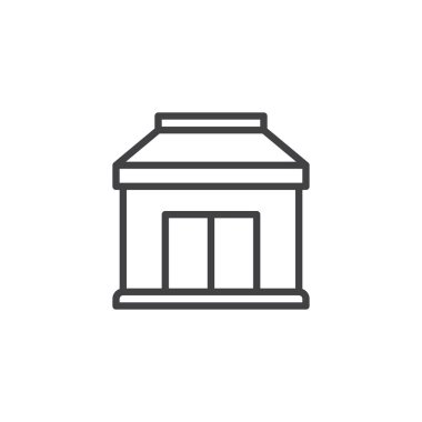 Bakkal anahat simgesi. Mobil kavramı ve web tasarım için doğrusal stili işaret. Satırı vektör simgesi bina Dükkanı. Sembol, logo illüstrasyon. Piksel mükemmel vektör grafikleri