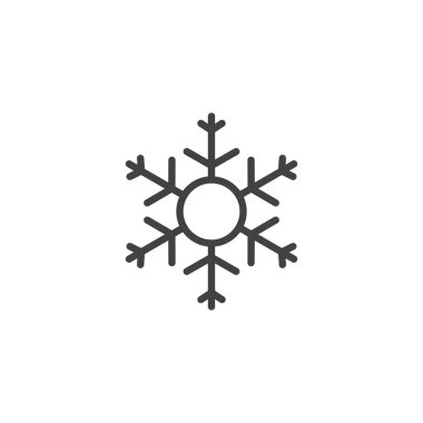 Kar Tanesi ana hatları simgesi. Mobil konsept ve web tasarımı için doğrusal biçim işareti. Kar tatili basit hat vektör ikonu. Sembol, logo çizimi. Vektör grafikleri