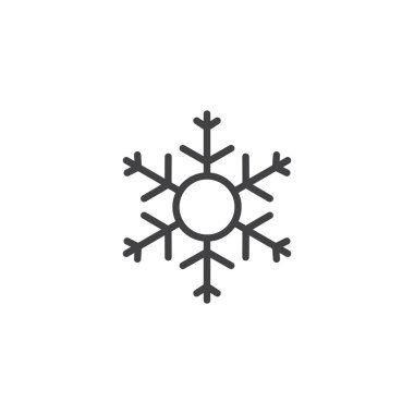 Kar Tanesi ana hatları simgesi. Mobil konsept ve web tasarımı için doğrusal biçim işareti. Kar tatili basit hat vektör ikonu. Sembol, logo çizimi. Vektör grafikleri