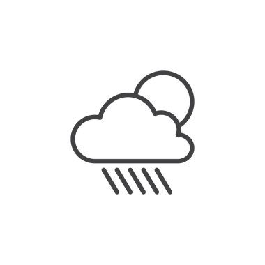 Bulut yağmur ve güneş anahat simgesini