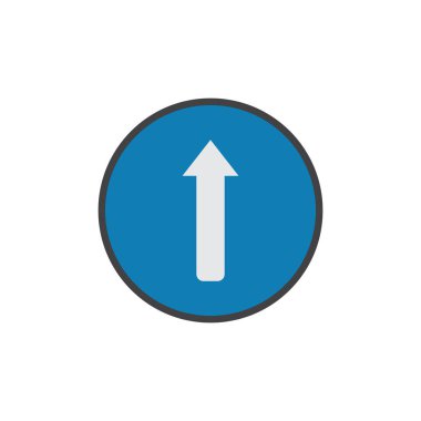 Düz yol işareti düz simgesini, vektör işareti, renkli sembol üzerinde beyaz izole gidin. Düz yol işareti simgesi, logo illüstrasyon. Düz stil tasarım