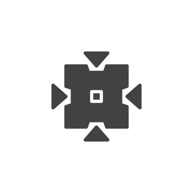 Aracı düğmesini vektör simgesi çimdik. Mobil kavramı ve web tasarım için düz işareti dolu. Oklar basit katı simgesini taşıyın. Sembol, logo illüstrasyon. Piksel mükemmel vektör grafikleri