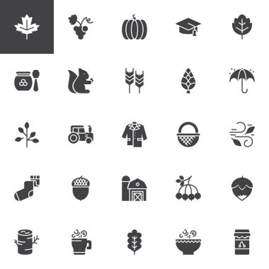 Sonbahar öğeleri Icons set vektör