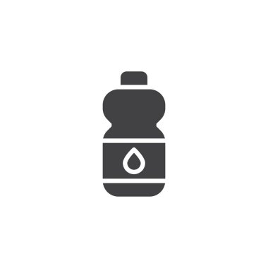 Su şişesi vektör simgesi. Mobil kavramı ve web tasarım için düz işareti dolu. Plastik şişe katı simgesi. Sembol, logo illüstrasyon. Piksel mükemmel vektör grafikleri