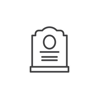 Mezar taş anahat simgesi. Mobil kavramı ve web tasarım için doğrusal stili işaret. Mezar taşı basit çizgi vektör simgesi. Cadılar Bayramı sembolü, logo illüstrasyon. Piksel mükemmel vektör grafikleri