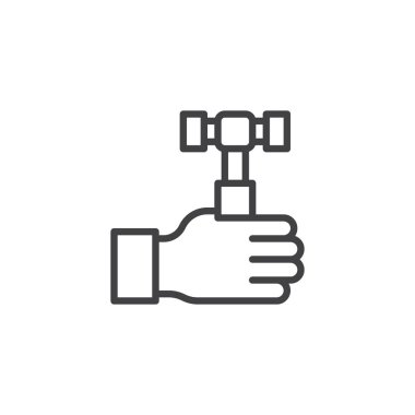 El ile çekiç anahat simgesini