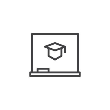 Mezuniyet şapka anahat simgesi olan kara tahta