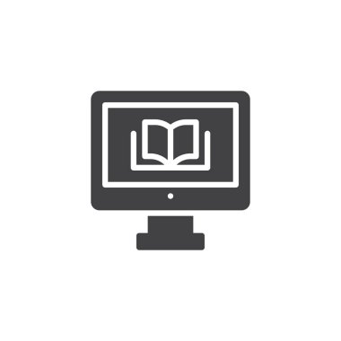 Bilgisayar ile bir kitap vektör simgesi