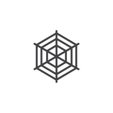 Örümcek web anahat simgesi. Mobil kavramı ve web tasarım için doğrusal stili işaret. Cadılar Bayramı basit çizgi vektör simgesi. Sembol, logo illüstrasyon. Piksel mükemmel vektör grafikleri