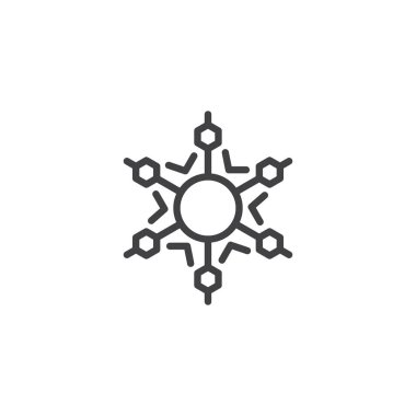 Kar Tanesi ana hatları simgesi. Mobil konsept ve web tasarımı için doğrusal biçim işareti. Kar tatili basit hat vektör ikonu. Sembol, logo çizimi. Vektör grafikleri