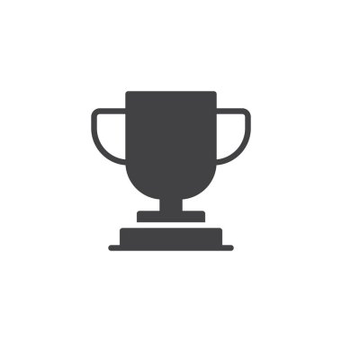 Trophy Kupası vektör simgesi. Mobil kavramı ve web tasarım için düz işareti dolu. Şampiyonlar Kupası basit katı simgesi. Sembol, logo illüstrasyon. Piksel mükemmel vektör grafikleri