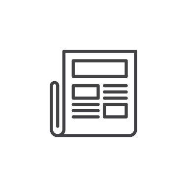 Gazete anahat simgesi. Mobil kavramı ve web tasarım için doğrusal stili işaret. Haber basit çizgi vektör simgesi. Sembol, logo illüstrasyon. Piksel mükemmel vektör grafikleri