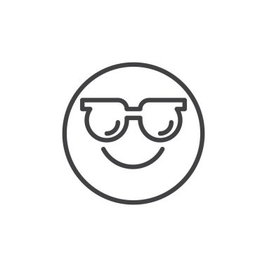 Güneş gözlüğü emoji anahat simgesi olan güler yüz