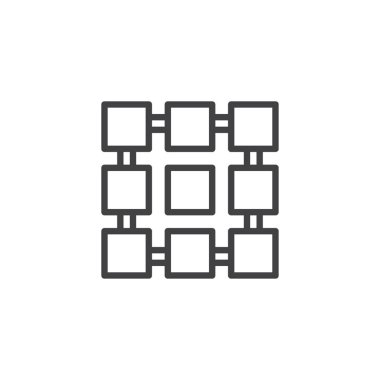 Menü kılavuz anahat simgesini. Mobil kavramı ve web tasarım için doğrusal stili işaret. Satırı vektör simgesi. Sembol, logo illüstrasyon. Piksel mükemmel vektör grafikleri