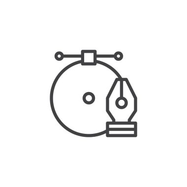 Kalem aracı imleç anahat simgesi. Mobil kavramı ve web tasarım için doğrusal stili işaret. Dolma kalem ucu basit çizgi vektör simgesi. Grafik sembolü, logo illüstrasyon düzenleyin. Piksel mükemmel vektör grafikleri